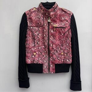 Vintage Y2K Coogi Faux Snake Skin and Knit Jacket, Size Large (fits like Medium)